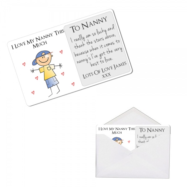 Personalised I Love My Nanny This Much Metal Wallet / Purse Sentimental Card